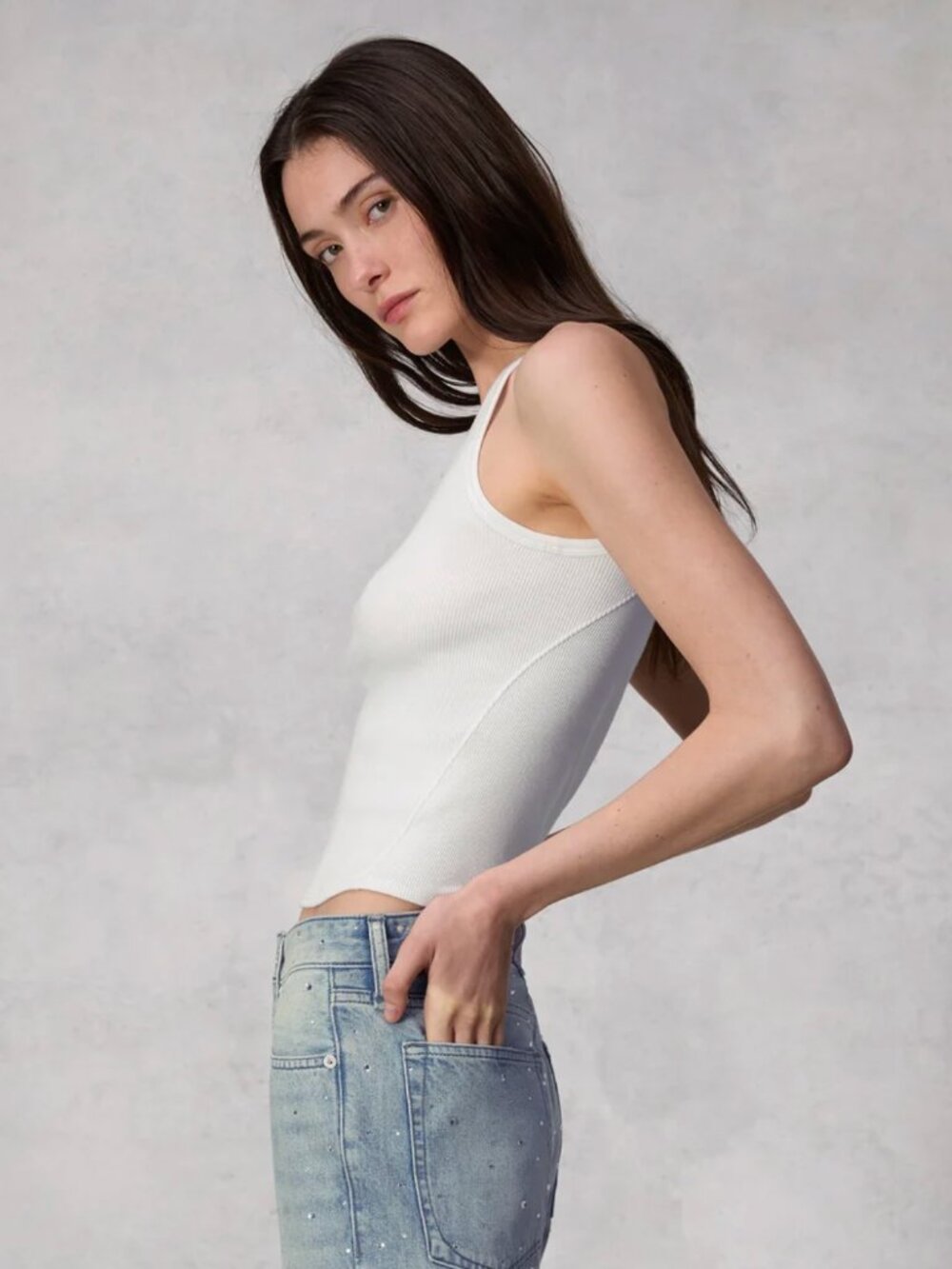 rag & bone White Essential Rib String Tank - Picture 2 of 9